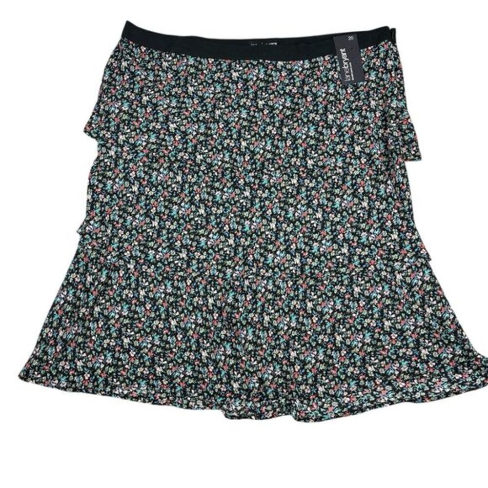 LANE BRYANT Ditsy Floral Tier Skirt Womans 2X Black NWT Boho Casual